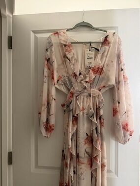 Floral Ruffle Wrap Maxi Dress Zara